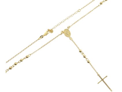 Pozlacený stříbrný růženec, 45 cm, Ag 925