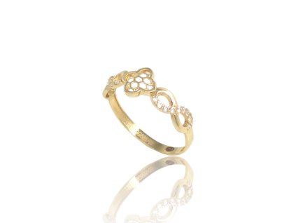 Zlatý prsten se zirkony, v. 56, 1,17 g, Au 585