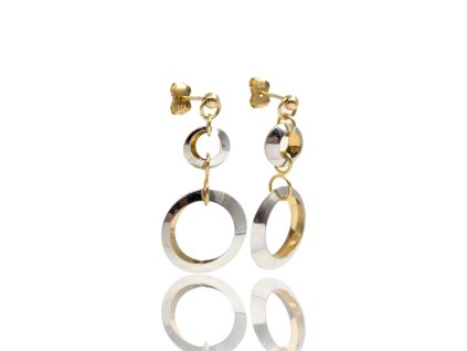 Zlaté visací náušnice kruhy, 2,61 g, Au 585