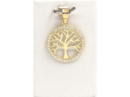 Zlatý přívěsek se zirkony - strom života 18 mm, 1,50 g, Au 585