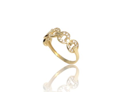 Zlatý prsten se zirkony, v. 55, 1,83 g, Au 585