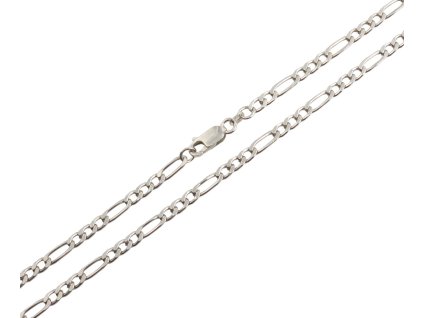 Stříbrný řetízek Figaro, 50 cm, rhodiovaný, Ag 925