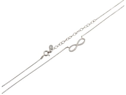 Stříbrný náhrdelník nekonečno se zirkony, 40-45 cm, rhodiovaný, Ag 925