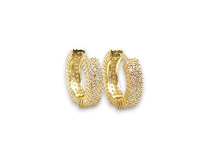 Pozlacené stříbrné náušnice kruhy se zirkony, Ag 925