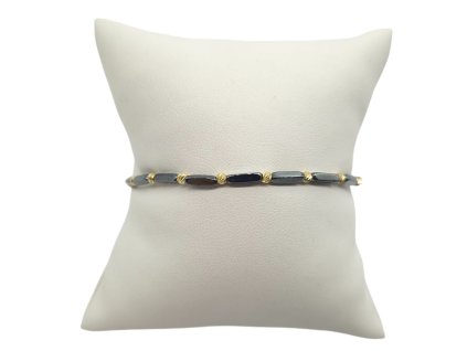 náramek 0,49 Au kul 2mm hematit 2x7 černá šn Au1