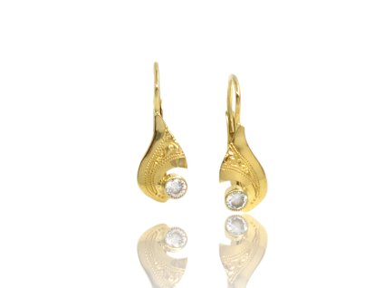 Zlaté náušnice se zirkonem, 1,86 g, Au 585
