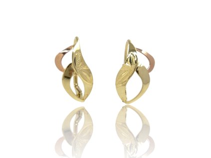 Zlaté náušnice s růžovým zlatem, 2,24 g, Au 585