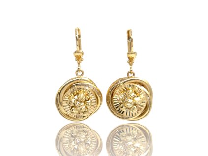 Zlaté náušnice visací se zirkony, 5,22 g, Au 585