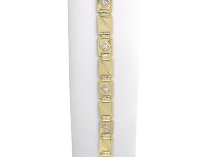 Zlatý náramek - destičky se zirkonem, 21 cm, 11,92 g, Au 585