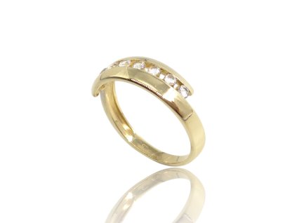 Zlatý prsten se zirkony, v. 55, 2,52 g, Au 585