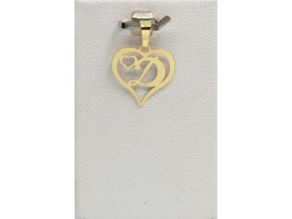 Zlatý přívěšek srdce s písmenem D, 0,48 g, Au 585