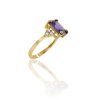 Prsten s fialovým kamenem a zirkony, v. 55, 2,71 g, Au 585