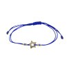 Náramek - hvězda, kuličky, modrá šňůrka 0,71 g, Au 585 0,35 g