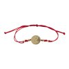 Náramek - Jin a Jang a kuličky, červená šňůrka 1,30 g, Au 585 0,98 g