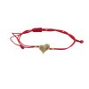 Náramek - srdíčko a zlaté kuličky, červená šňůrka 0,76 g, Au 585 0,46 g