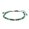 Náramek - avanturín a zlaté kuličky, zelená šňůrka 3,99 g, Au 585 0,45 g