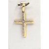 Zlatý přívěsek křížek se zirkony, 1,54 g, Au 585