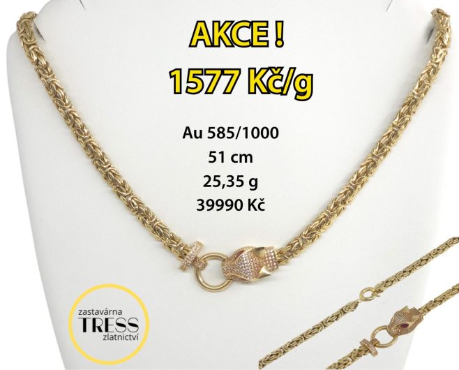 AKCE 💥Zlatý náhrdelník had, zdobený zirkony a červenými kamínky 😍 Použité zlato - 💣 1577 Kč/g Jen 39990 Kč za 25,35 g 14...