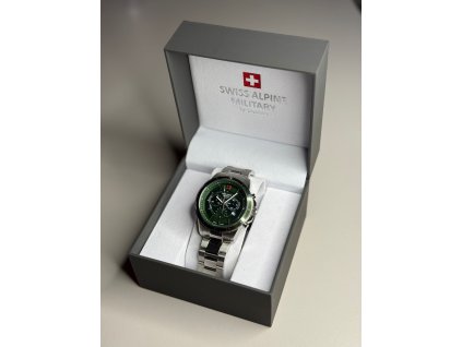 Swiss Alpine Military by Grovana – pánské hodinky (zelený chronograf) + originální box