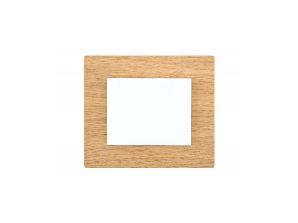 Minimalistický vypínač Obzor DECENTE - DŘEVO (Schéma zapojení Tlačítko s nulovou svorkou 1/0N, Varianty Rám: MDF mahagon, Kryt: bílý lesk)