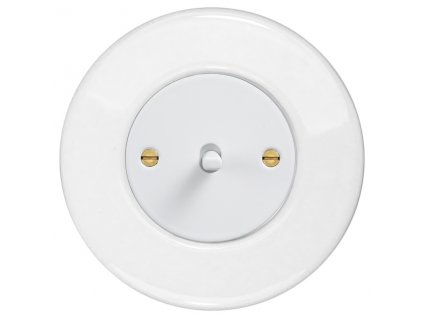 Keramický Retro vypínač páčkový - KERAMIKA bílá (Schéma zapojení Přepínač střídavý páčkový, řaz. 6+6, Varianta Rám: keramika - bílá, Kryt: černý, Ovladač: páčka černá)