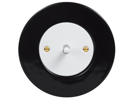 Keramický Retro vypínač páčkový - KERAMIKA černá (Schéma zapojení Žaluziový spínač kolébkový s blokací páčkový, Varianta Rám: keramika - černá, Kryt: černý, Ovladač: páčka černá)