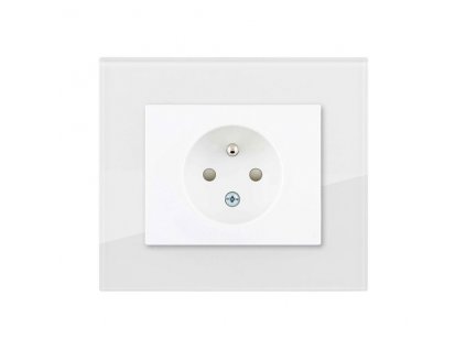 Zásuvka jednonásobná s clonkami, DECENTE SKLO (Typ Zásuvka jednonásobná s clonkami, Varianty Rám: Sklo antracitově černá, Kryt: bílý lesk)