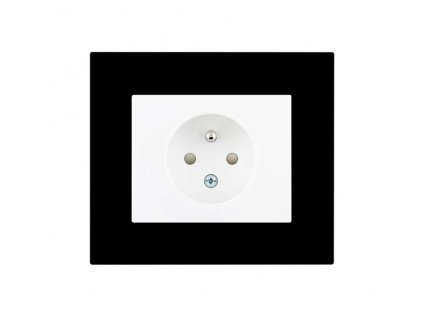 Zásuvka jednonásobná s clonkami DECENTE PLEXI (Typ Zásuvka s clonkami a přepěťovou ochranou, Varianty Rám: Plexi bílá, Kryt: bílý lesk)