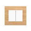Dvojitý vypínač Obzor DECENTE - DŘEVO (Schéma zapojení Přepínač střídavý dvojitý, řazení 6+6 (6+1), Varianty Rám: MDF mahagon, Kryt: bílý lesk)