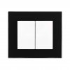 Dvojitý vypínač Obzor DECENTE - SKLO (Schéma zapojení Ovladač zapínací dvojitý 1/0+1/0, tlačítko, Varianty Rám: Sklo antracitově černá, Kryt: bílý lesk)
