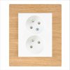 Zásuvka dvojnásobná DECENTE DŘEVO (Typ Zásuvka dvojnásobná s přepěťovou ochranou, Varianty Rám: MDF mahagon, Kryt: bílý lesk)