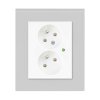 Zásuvka dvojnásobná s přepěťovou ochranou, DECENTE SKLO (Typ Zásuvka dvojnásobná s přepěťovou ochranou, Varianty Rám: Sklo antracitově černá, Kryt: bílý lesk)
