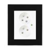 Zásuvka dvojnásobná s přepěťovou ochranou, DECENTE SKLO (Typ Zásuvka dvojnásobná s přepěťovou ochranou, Varianty Rám: Sklo antracitově černá, Kryt: bílý lesk)