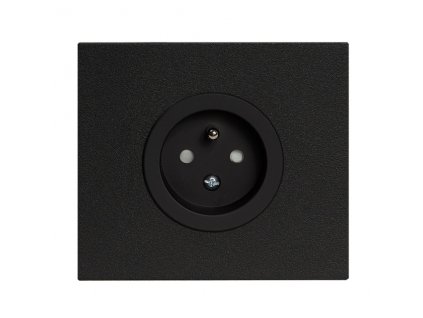 Zásuvka  VECTIS HLINÍK - jednonásobná s clonkam - černá (Varianta Rám: hliník černý, Kryt: bílý)