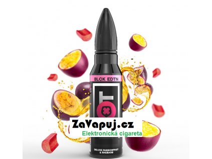 Příchuť Riot Squad BLCK EDTN Shake & Vape Deluxe Passionfruit & Rhubarb (Marakuja s rebarborou) 20ml