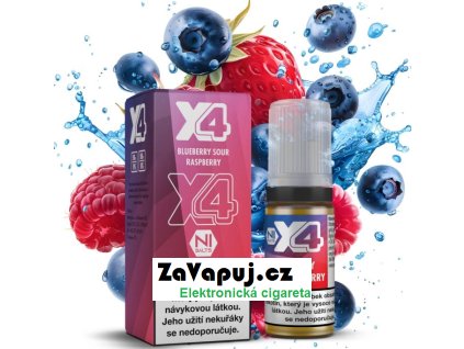 liquid x4 bar juice boruvka a malina blue sour raspberry 10ml 20mg