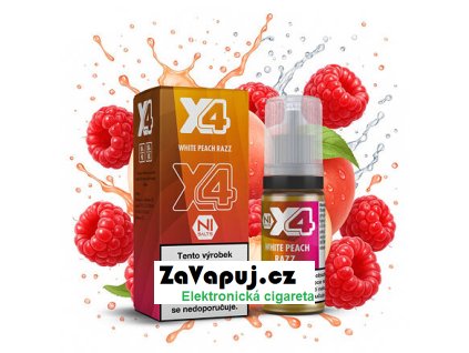 Liquid X4 Bar Juice White Peach Razz (Broskev s malinou) 10ml 20mg