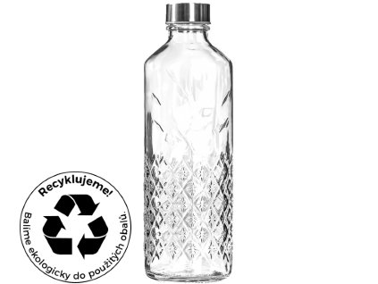 Lahev zdobená se zátkou 1000 ml čirá