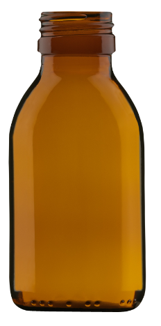 Levně Skleněná lahvička hnědá na sirup 100 ml PP 28