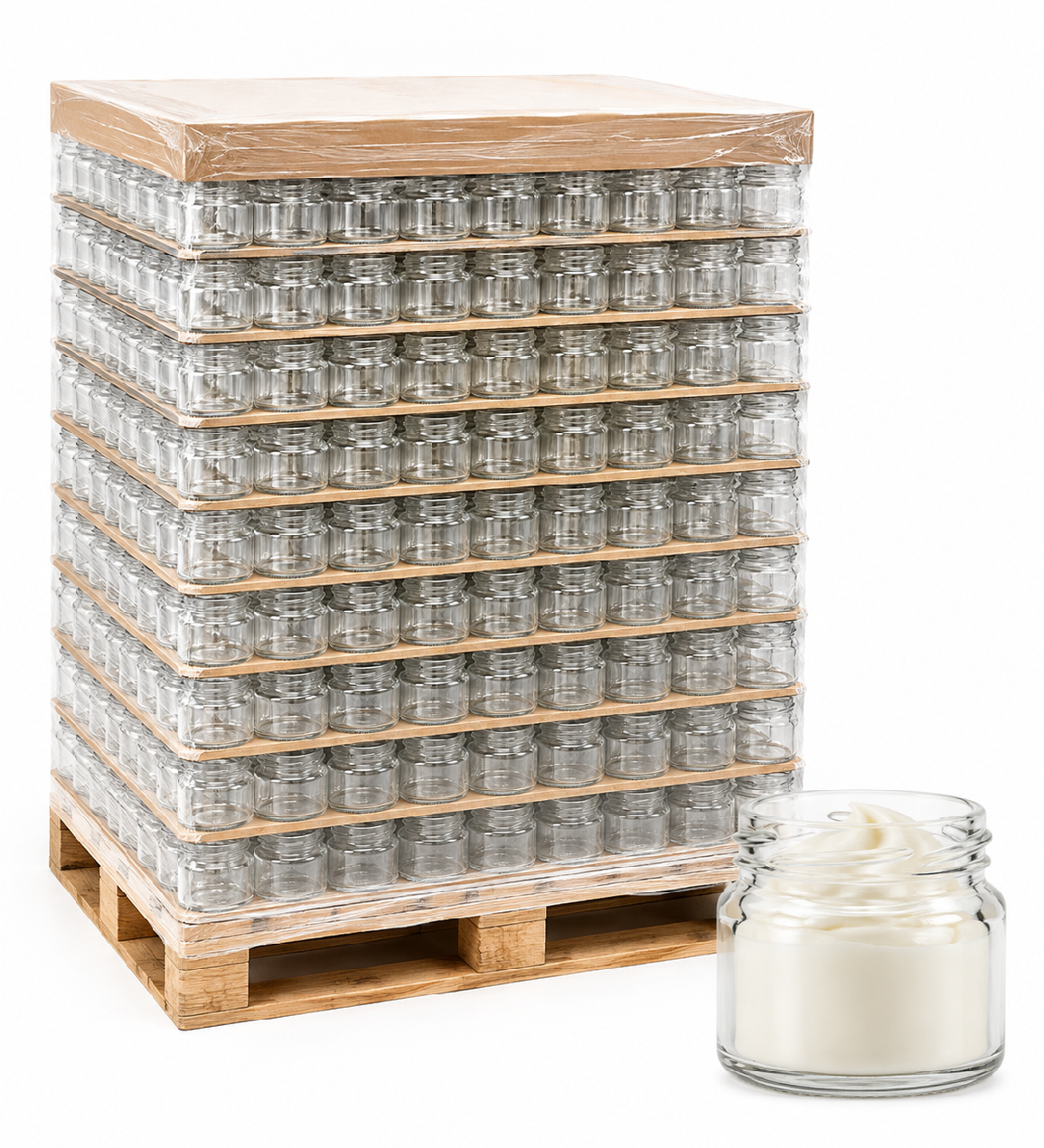 Paleta zavařovací sklenice 30 ml TO 43 na krém PALETA/počet ks na paletě: 20358