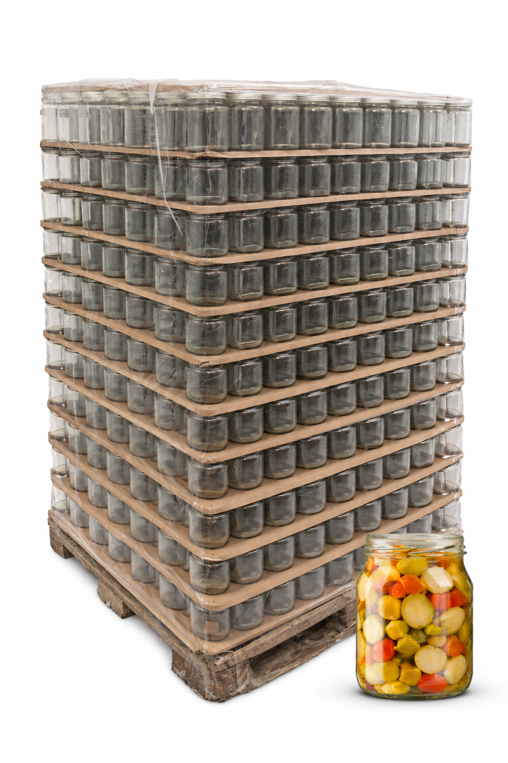 Paleta zavařovací sklenice 377 ml MORAVIA TO 66 na zeleninu | Zavarovacisklo.cz PALETA/počet ks na paletě: 2520