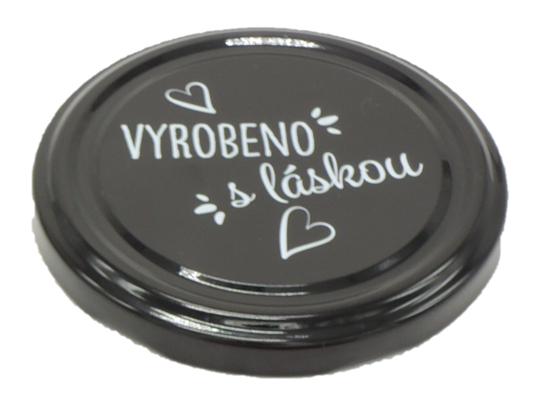 Zavařovací víčko VYROBENO S LÁSKOU ČERNÉ TO 82 (paster do 105°C)