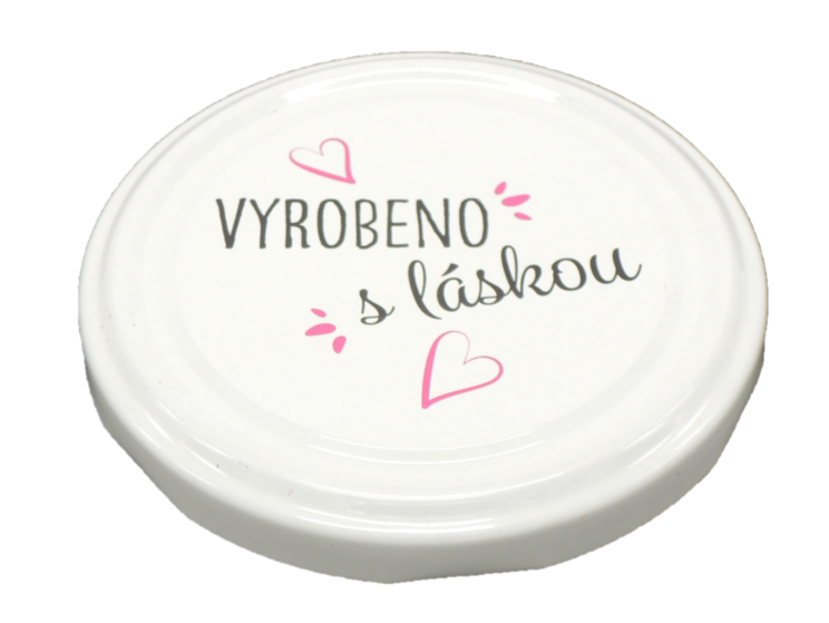 Zavařovací víčko VYROBENO S LÁSKOU BÍLÉ TO 82 (paster do 105°C)