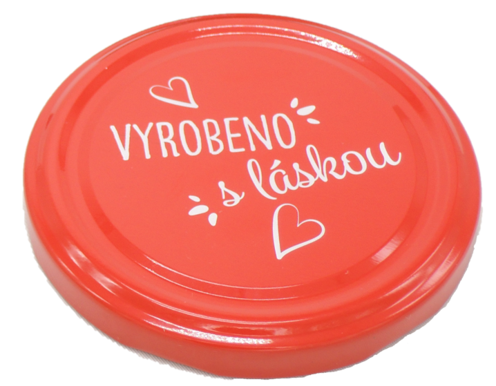 Zavařovací víčko VYROBENO S LÁSKOU ČERVENÉ TO 82 (paster do 105°C)