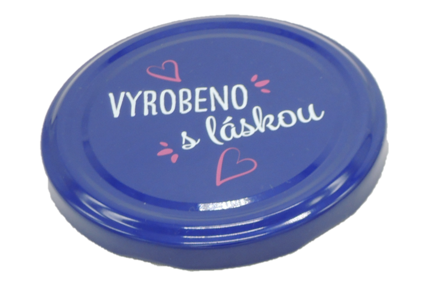 Zavařovací víčko VYROBENO S LÁSKOU MODRÉ TO 82 RTS (paster do 105°C) | Zavarovacisklo.cz