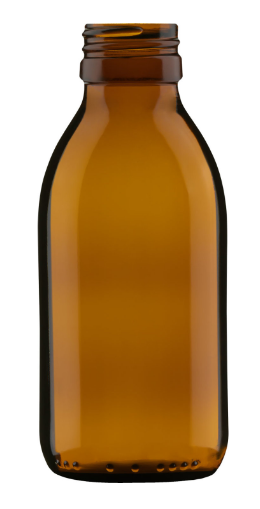 Levně Skleněná lahvička hnědá na sirup 125 ml PP 28