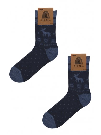 Ponožky alpaka sob modré 2 se stitkem
