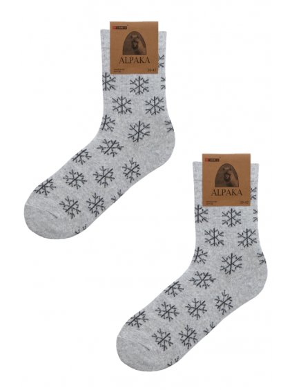 Ponožky alpaka vločky světle šedá 2 se stitkem
