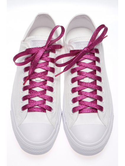 Třpytivé tkaničky do bot sytě růžové 2