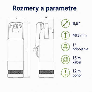 Rozmery a technické parametre čerpadla LEO LKS-1102SE